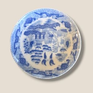 Vintage Blue and White Willow-Style Decorative Plate